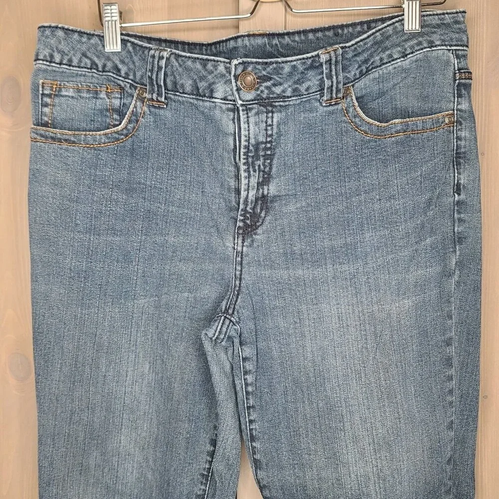 Faded Glory Jeans Womens Size 16 Blue Whisker Washout Denim Slim Straight Leg - Picture 3 of 12